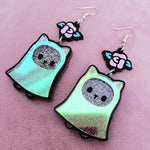 Kitty Boo Earrings ~ Iridescent Roses