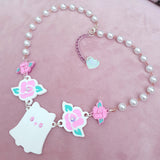 Kitty Boo Necklace ~ White Roses