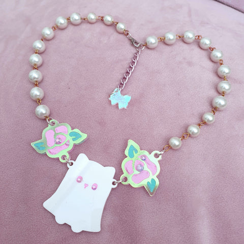 Kitty Boo Necklace ~ Iridescent Roses