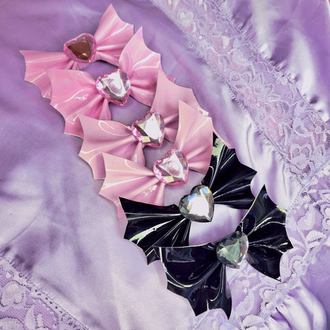 Baby Bat Hair Bows ~ Vinyl (3 colours)
