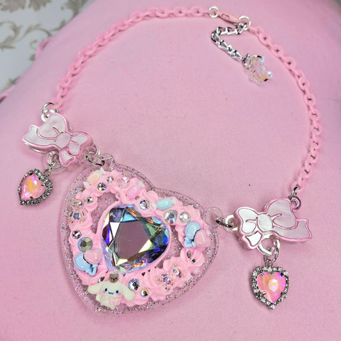 Iced Gem Statement Necklace ~ Hearts & Bows