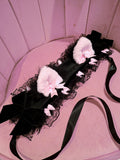 Lacey Bows Kitten Headdress ~ Black Velvet