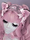 Lacey Kitten Headress ~ Pink Melo