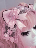 Lacey Kitten Headress ~ Pink Melo