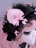 Lacey Bows Kitten Headdress ~ Black Velvet