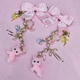 Whimsical Trinket Hairslides ~ Calico Cats (Pink & Gold)