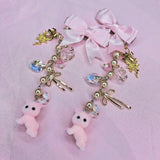 Whimsical Trinket Hairslides ~ Calico Cats (Pink & Gold)