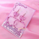 Heartbeat Earrings ~ Pink Holographic