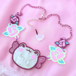 Frog in the Flowers Necklace ~ Plum