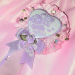 Fancy Cameo Rosette Brooch ~ Lilac Poodle