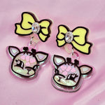 Gorgeous Giraffe Earrings ~ Yellow Bows