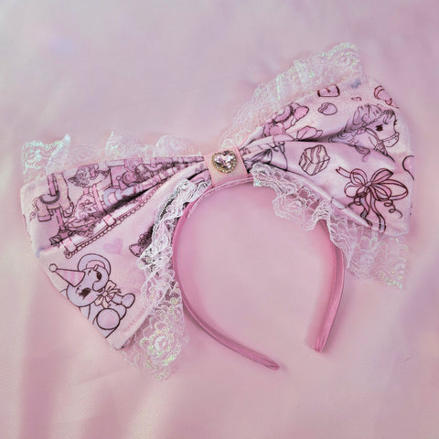Coquette Carousel Velvet Headbow ~ Iridescent Lace