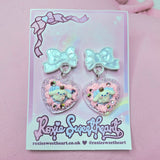 Iced Gem Earrings ~ Hearts & Bows