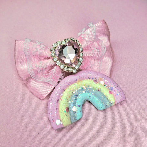 Pastel Rainbow Bow Brooch