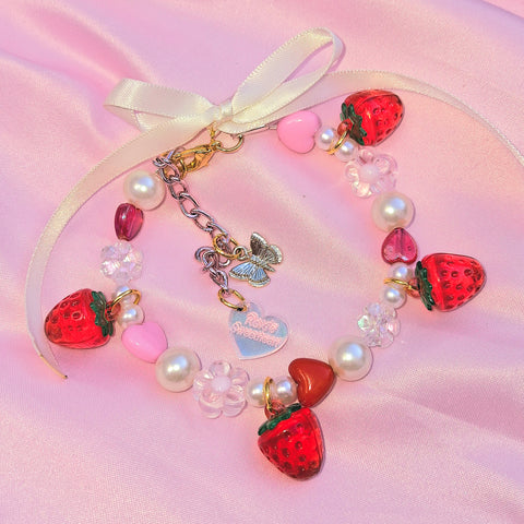Beaded Candy Bracelet ~ Strawberry Jam