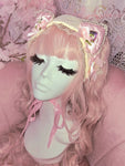 Lacey Bows Kitten Headdress ~ Cream