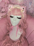 Lacey Bows Kitten Headdress ~ Cream