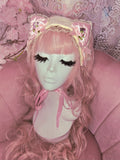 Lacey Bows Kitten Headdress ~ Cream
