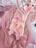 Lacey Bows Kitten Headdress ~ Cream