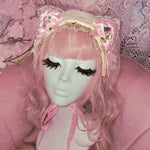 Lacey Bows Kitten Headdress ~ Cream