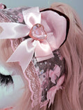 Lacey Kitten Headress ~ Pink Melo