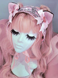 Lacey Kitten Headress ~ Pink Melo