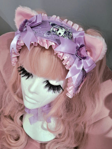 Lacey Kitten Headress ~ Lilac Kuro-mi