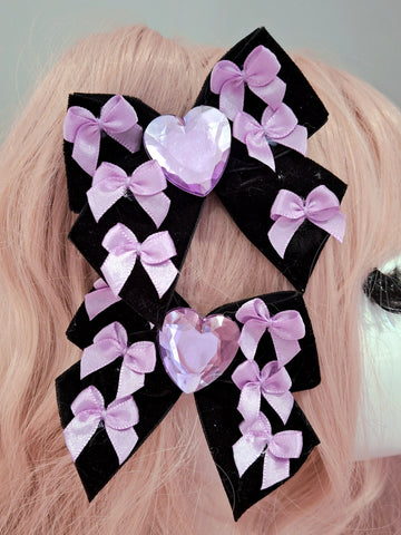 Precious Bows ~ Black Velvet (Lilac Gems)