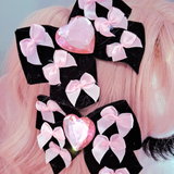 Precious Bows ~ Black Velvet (Pink Gems)