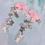Whimsical Trinket Hairslides ~ Calico Cats (White & Silver)