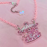 Coquette Carousel Necklace (Pink Chain)