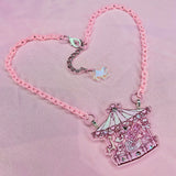 Coquette Carousel Necklace (Pink Chain)