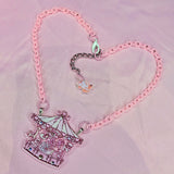 Coquette Carousel Necklace (Pink Chain)