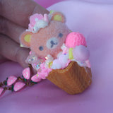 Teddybear Sundae Strawberry Necklace