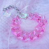 Heart Chain Bracelet ~ Iridescent Pink