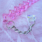 Heart Chain Bracelet ~ Iridescent Pink