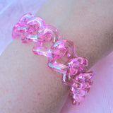Heart Chain Bracelet ~ Iridescent Pink