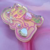 Kitty Surprise Brooch (two way clip) ~ Lemon Sherbert Iridescent