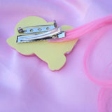 Kitty Surprise Brooch (two way clip) ~ Lemon Sherbert Iridescent