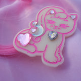Kitty Surprise Brooch (two way clip) ~ Cream & Pink