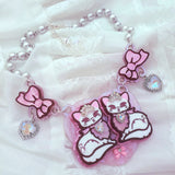 Princess Purr Necklace ~ Rose Pink Heart