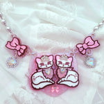 Princess Purr Necklace ~ Rose Pink Heart