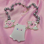 Kitty Boo Necklace ~ Green Roses