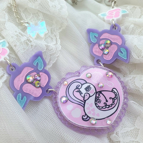 Lovely Swan Necklace ~ Lilac
