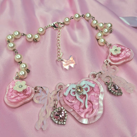 Strawberry Rose Necklace ~ Rose Pink