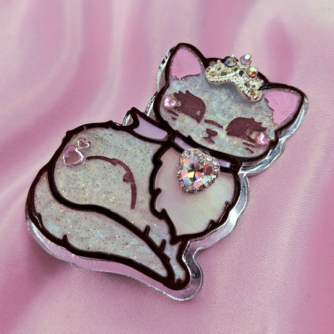 Princess Purr Brooch ~ Silver Blue