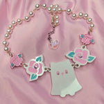 Kitty Boo Necklace ~ White Roses