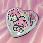 Meow Mushies Heart Pin Badge