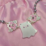 Kitty Boo Necklace ~ Green Roses