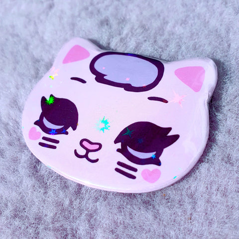 Fancy Surprise Kitty Badge ~ Pink